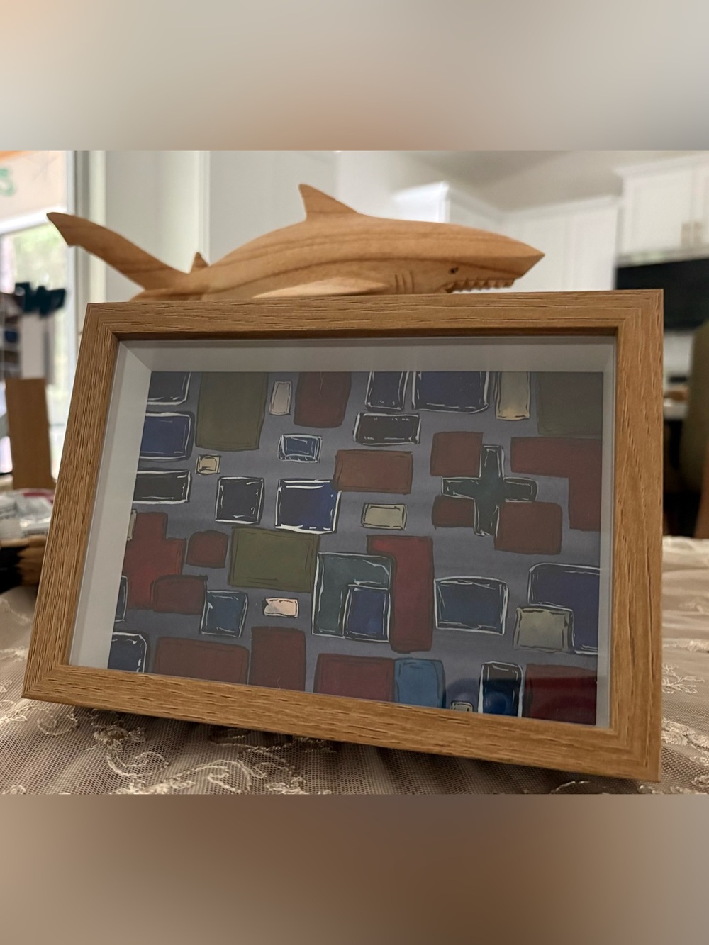 Abstract Geometric Framed Art - Multicolor Blocks